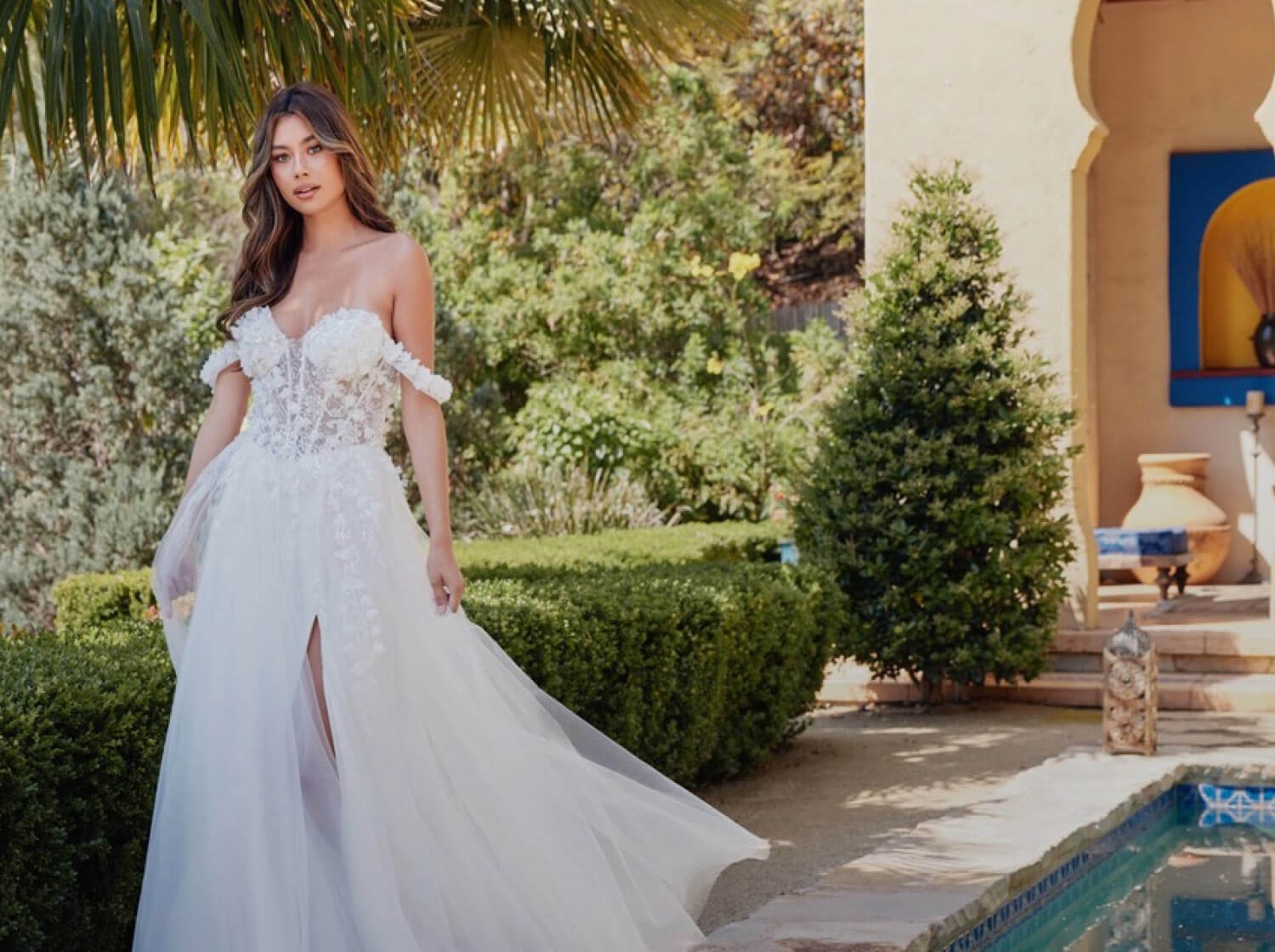 Model wearing a pink dress. Mobile image